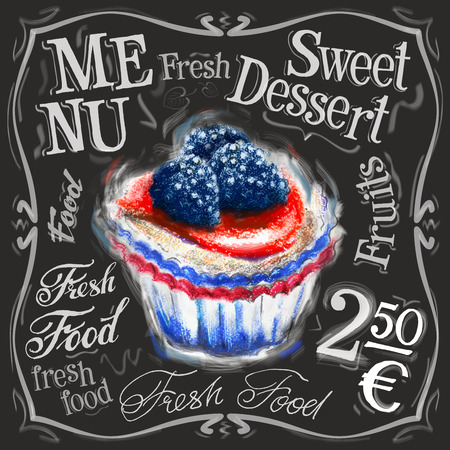 sweet dessert on a black background. vector illustrationのイラスト素材