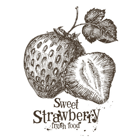 sweet strawberry on a white background. vector illustrationのイラスト素材