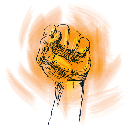 fist on a white background. sketch. vector illustrationのイラスト素材