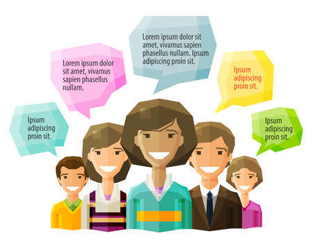 group of people says. vector. flat illustrationのイラスト素材