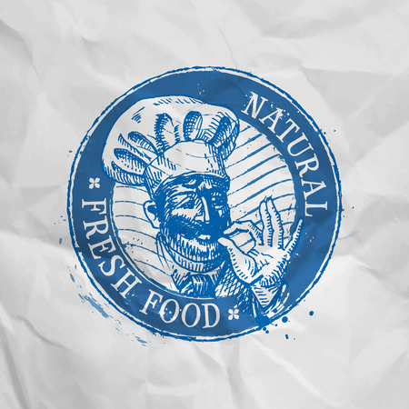 chef in the hat on a white background. vector illustrationのイラスト素材