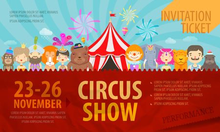 Festival. circus performers and animals. vector illustrationのイラスト素材