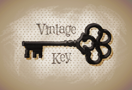 old key on a dark background. sketch. vector illustrationのイラスト素材