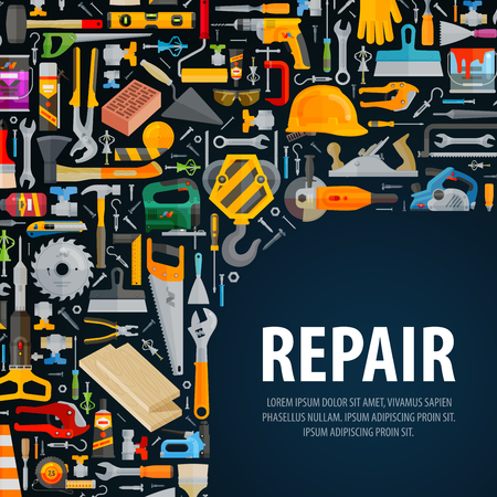 construction tools on dark background. vector illustrationのイラスト素材