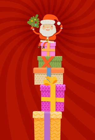 Santa Claus and Christmas gifts. vector illustrationのイラスト素材