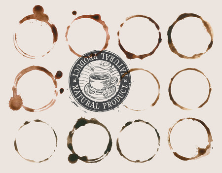 coffee stains isolated. great collection. vector illustrationのイラスト素材