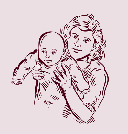 the mother and child. vector illustrationのイラスト素材