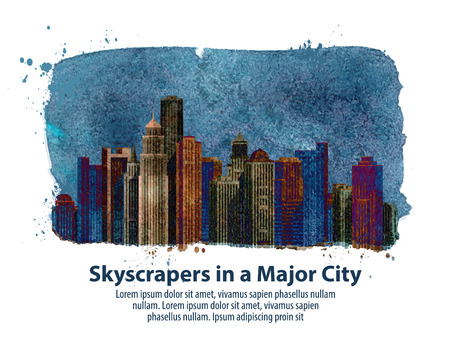 skyscrapers in a major city. vector illustrationのイラスト素材