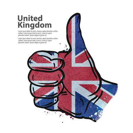 hand gesture on the background of the flag of England. vector illustrationのイラスト素材