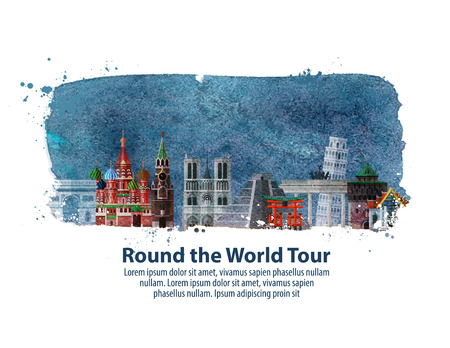 historic architecture of the countries of the world. vector illustrationのイラスト素材