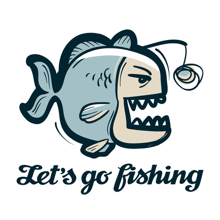 funny anglerfish isolated on a white backgroundのイラスト素材