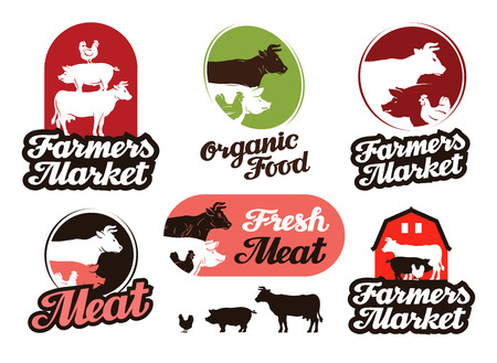 farm vector. meat, food or livestock breeding iconのイラスト素材