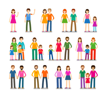 People icons set. Family, love, children symbol Vector illustrationのイラスト素材