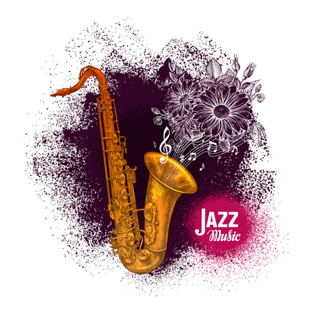Saxophone, sax. Jazz or Blues music vector illustrationのイラスト素材