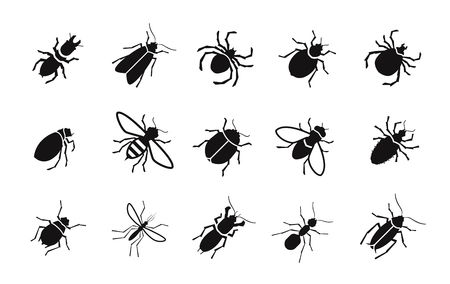 Pests and various insects set icons. vector illustrationのイラスト素材