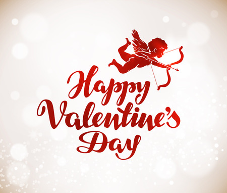 Happy Valentines Day greeting card. Handwritten lettering. Vectorのイラスト素材