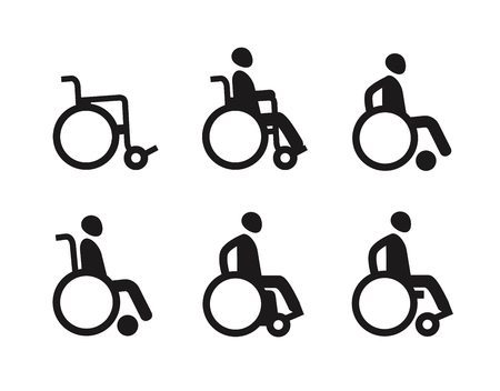 Wheelchair or invalid disabled. Icon set. Vector symbol isolated on white backgroundのイラスト素材