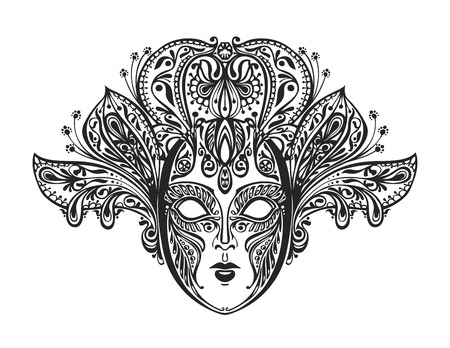 Abstract beautiful mask of lace. Vector illustration isolated on white backgroundのイラスト素材