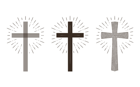 Religion cross icon or symbol. Vector illustration isolated on white backgroundのイラスト素材