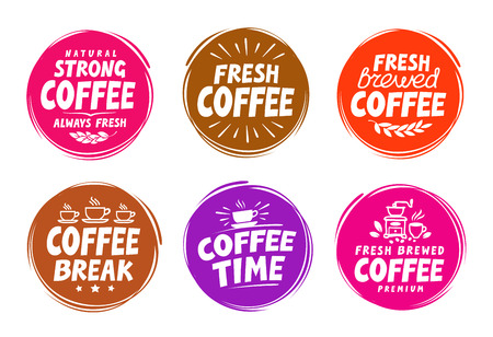 Vector set colorful labels for coffee, drink. Collection iconsのイラスト素材