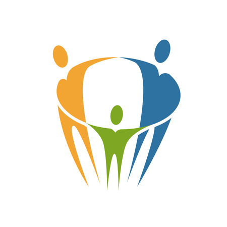 Family, vector logo. Parents and child, vector symbol or icon isolated on white backgroundのイラスト素材