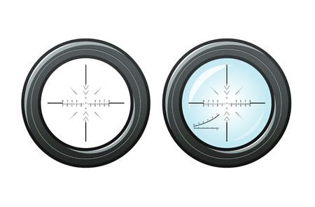 Sniper scope, optical sight symbol. Vector cross hair, target isolated on white backgroundのイラスト素材