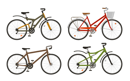 Bike, bicycle set icons. Cycling, transport concept. Vector illustrationのイラスト素材
