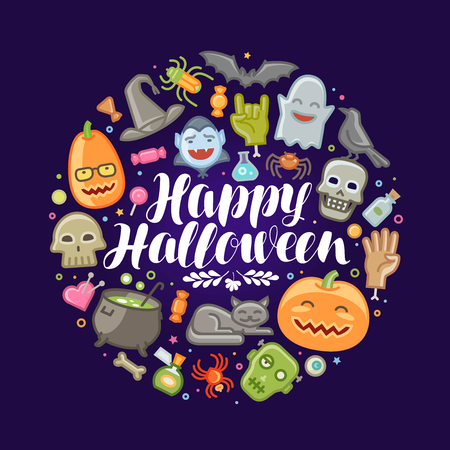 Halloween, concept. Holiday, festival, celebration banner or greeting card. Vector illustrationのイラスト素材