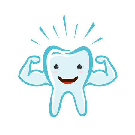 Happy healthy tooth. Dental clinic, dentistry concept. Cartoon vector illustrationのイラスト素材