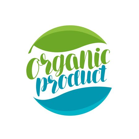 Organic product label. Natural icon. Typographic design vector illustration isolated on white backgroundのイラスト素材