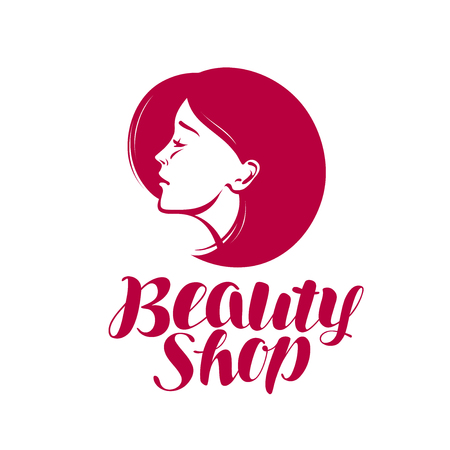 Beauty shop or label. Makeup, cosmetic, spa icon. Lettering vector illustrationのイラスト素材