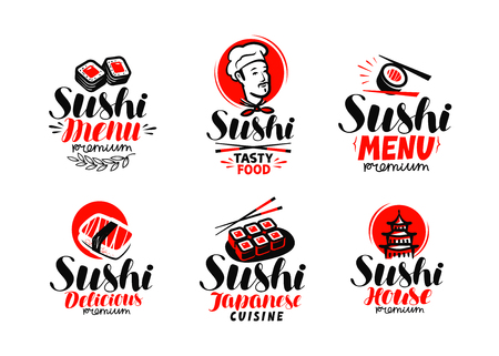 Sashimi, sushi, logo or label set.のイラスト素材