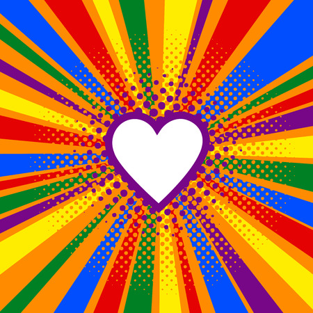 Rainbow or Pride flag. LGBT banner. Vector illustration in pop art retro comic styleのイラスト素材