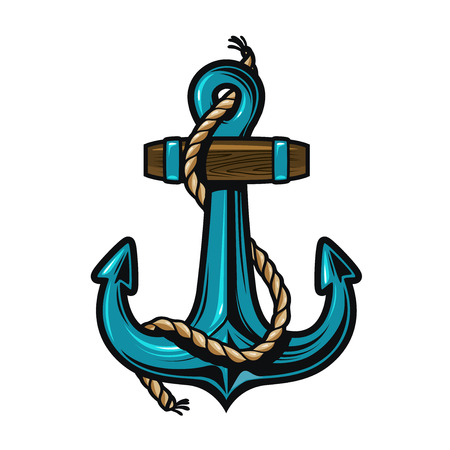 Nautical anchor with rope. Vector illustrationのイラスト素材