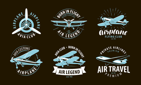 Aircraft, airplane logo or label. Airline symbol. Vector illustrationのイラスト素材
