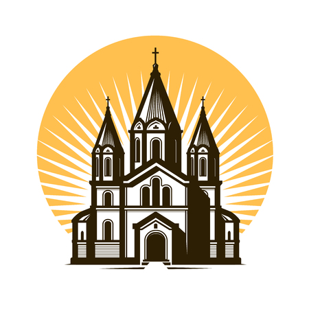 Church logo or label. Religion, faith symbol. Vector illustrationのイラスト素材