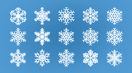 Set of different snowflakes. Winter, wintertime concept.のイラスト素材