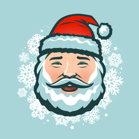 laughing santa claus in hat. christmas vectorのイラスト素材