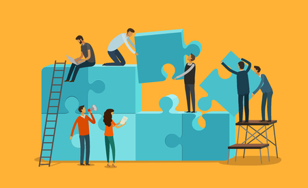 team work concept. business, teamwork infographics. Pieces of a puzzle vectorのイラスト素材