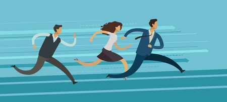business people run. competition, rivalry, goal achievement concept. infographics vector illustrationのイラスト素材