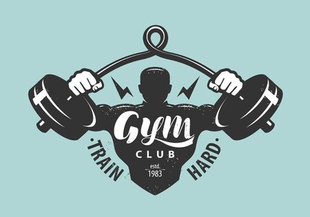 Gym club emblem. Bodybuilding, sport concept.のイラスト素材