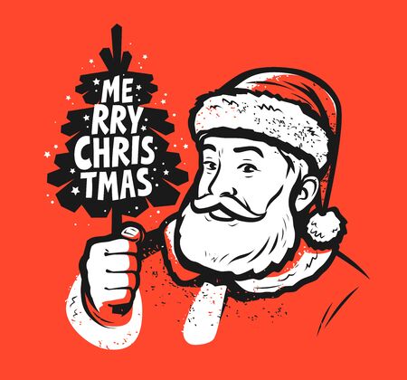 Merry Christmas with Santa Claus pop art style.のイラスト素材