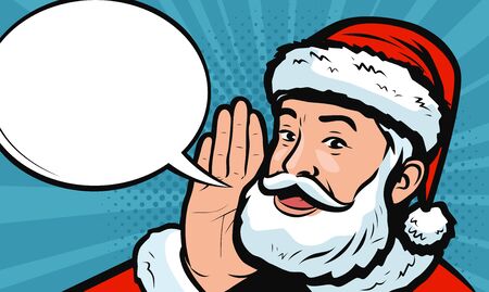 Santa Claus says in style retro comic pop art.のイラスト素材