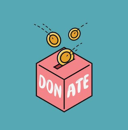 Donate, finance symbol. Fundraising in donation box vector illustrationのイラスト素材