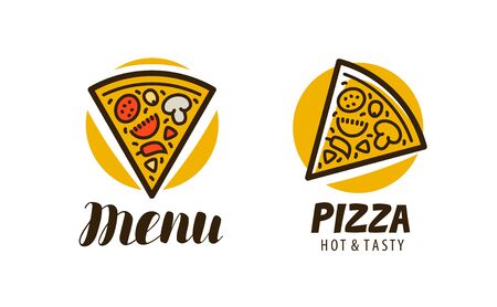 Logo slice of pizza  on whiteのイラスト素材