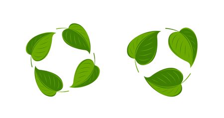 Abstract sphere green leaves logo.のイラスト素材