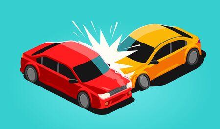 Vehicle accident. Car insurance, transport vector illustrationのイラスト素材