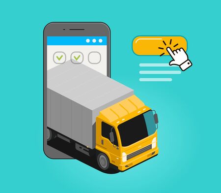 Freight transportation. Commercial delivery, truck vector illustrationのイラスト素材
