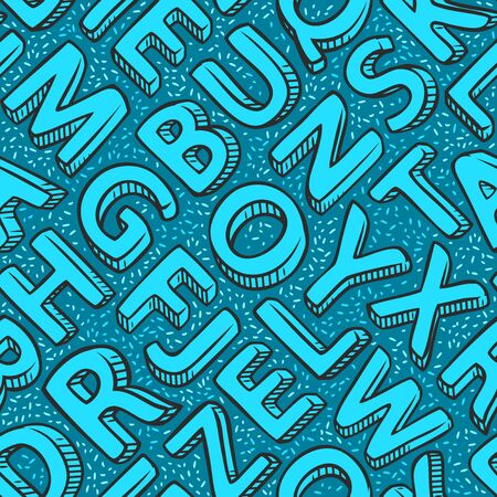 Seamless background school. Hand-drawn alphabet pattern vector illustrationのイラスト素材