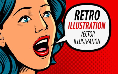 Beautiful girl says. Retro comic pop art vectorのイラスト素材